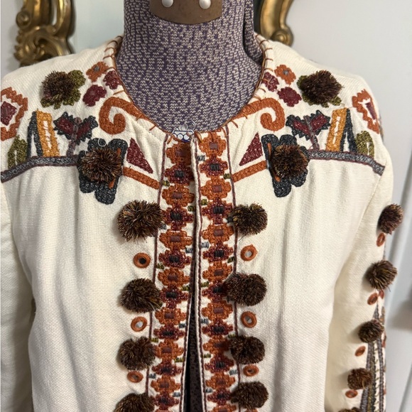 Zara Woman Colorful Boho Embroidered Jacket Small - Picture 3 of 7